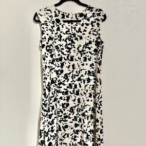 Vince Black and White Abstract Midi Dress